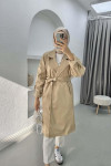 Trench Coat with Folded Sleeves Beige