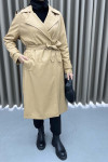 Belted Leather Trench Coat Camel