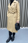 Belted Leather Trench Coat Camel