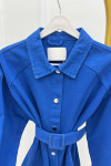 Belted Denim Suit in Saxe Blue