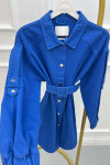 Belted Denim Suit in Saxe Blue