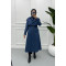 Trench Coat with Sleeve Belt Indigo