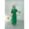 Pleated Sleeve Brooch Dress Green