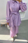 Sleeve Ribbed Suit Lilac