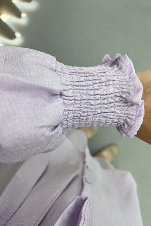 Sleeve Ribbed Suit Lilac