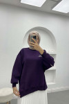 Sleeve Slit Three Thread Sweatshirt Plum