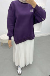 Sleeve Slit Three Thread Sweatshirt Plum