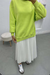 Sleeve Slit Three Thread Sweatshirt Neon Green