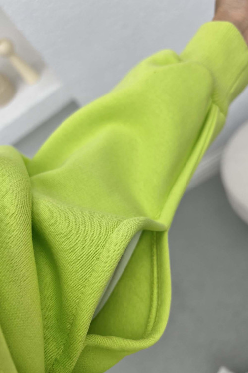 Sleeve Slit Three Thread Sweatshirt Neon Green