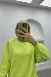 Sleeve Slit Three Thread Sweatshirt Neon Green