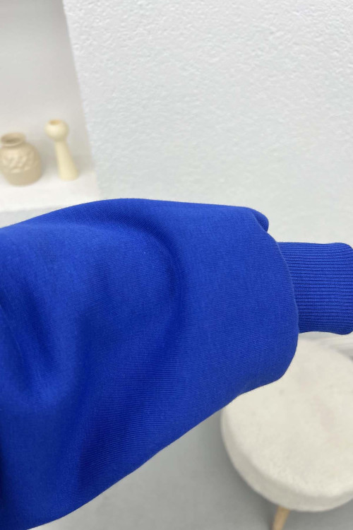 Sleeve Slit Three Thread Sweatshirt Saxe Blue