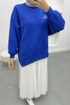 Sleeve Slit Three Thread Sweatshirt Saxe Blue