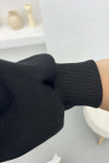 Sleeve Slit Three Thread Sweatshirt Black