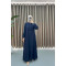 Striped Sleeve Abaya Navy Blue