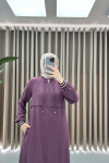 Striped Sleeve Abaya Plum