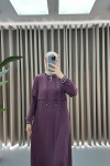 Striped Sleeve Abaya Plum