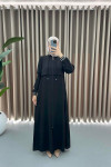 Striped Sleeve Abaya Black