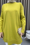 Pearl Buttoned Sleeve Tunic Olive Green