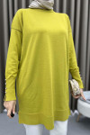 Pearl Buttoned Sleeve Tunic Olive Green