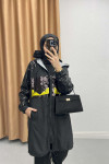 Raincoat with Sequined Sleeves Black