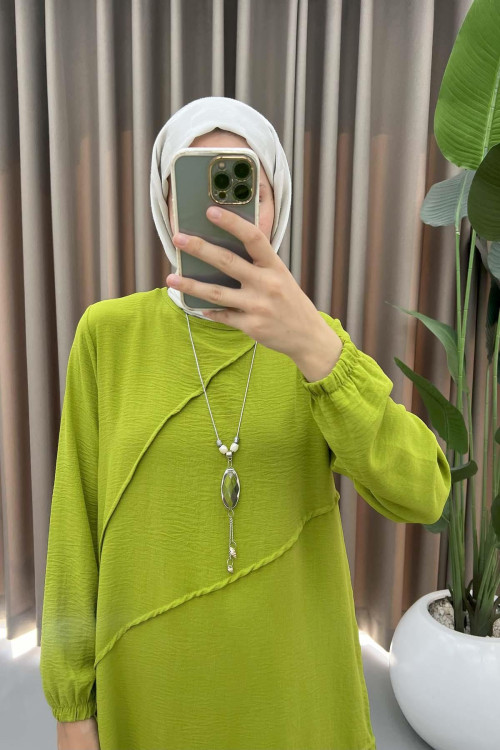 Tunic with Necklace Oil Green