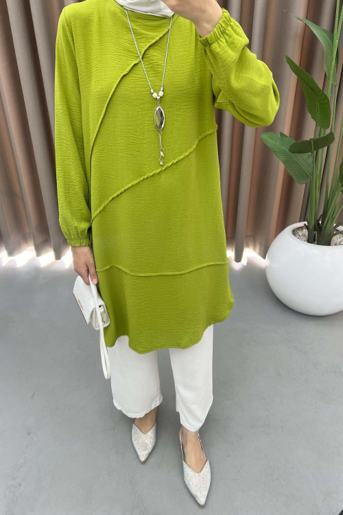 Tunic with Necklace Oil Green