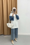 Denim Garnish Tunic White