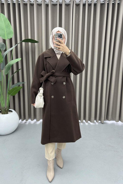 Double Breasted Collar Alternative Coat Bitter Coffee