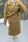 Double Breasted Collar Alternative Coat Brown