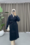 Double Breasted Collar Alternative Coat Navy Blue