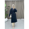 Double Breasted Collar Alternative Coat Navy Blue