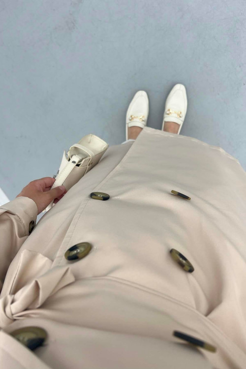 Double Breasted Trench Coat Beige