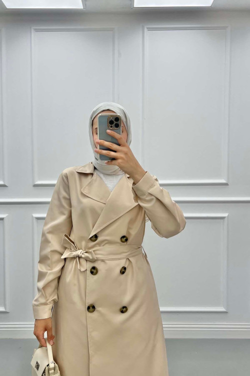 Double Breasted Trench Coat Beige