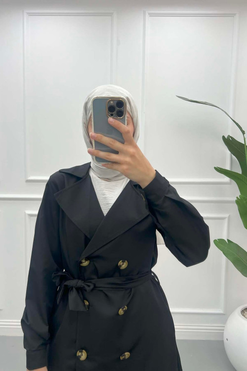 Double Breasted Trench Coat Black