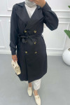 Double Breasted Trench Coat Black