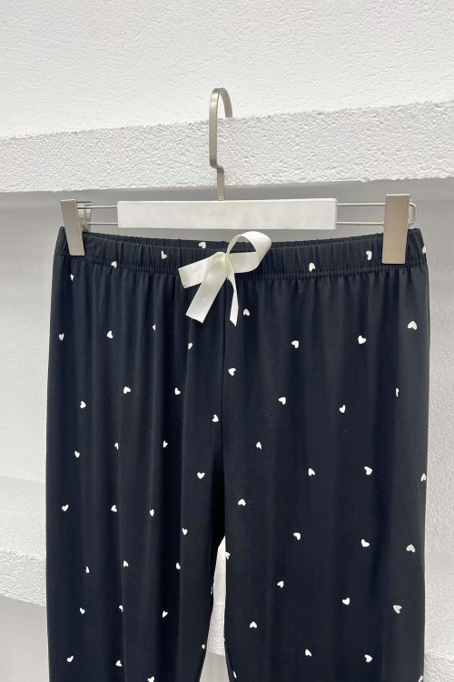 Little Heart Pajama Bottoms Black