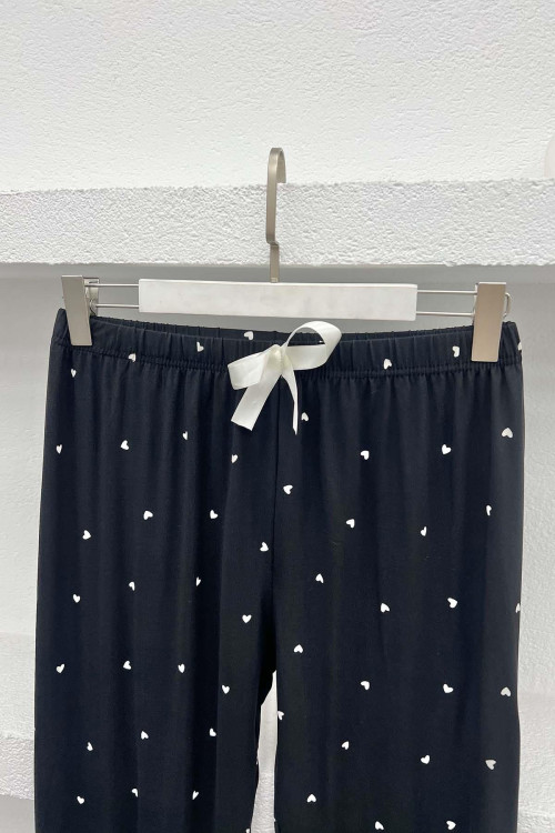 Little Heart Pajama Bottoms Black