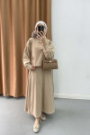 Ribbon Skirt Suit Beige