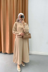 Ribbon Skirt Suit Beige