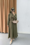 Ribbon Skirt Suit Khaki