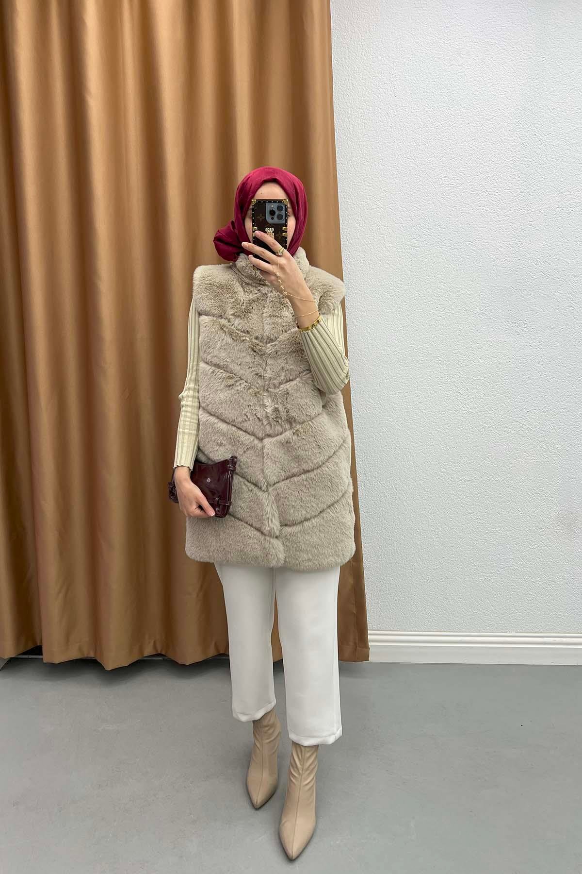 Fur Vest Beige