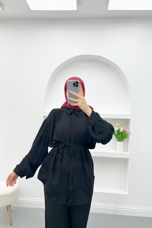 Belted Trouser Suit Black