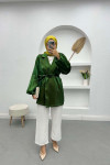 Belted Shiny Jacket Green