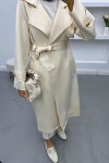 Belted Scuba Trench Coat Cream