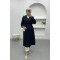 Belted Scuba Trench Coat Navy Blue