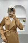 Belted Scuba Trench Coat Milky Coffee