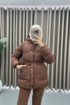 Belted Puffer Jacket Bitter Coffee