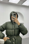 Belted Puffer Jacket Khaki