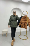 Belted Puffer Jacket Khaki