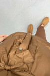 Belted Puffer Jacket Brown